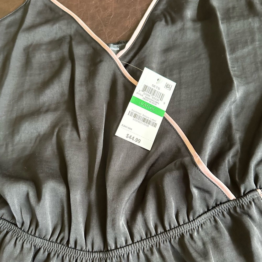 INC intimate, sleepwear black with pink trim romper new. International Concepts - Picture 2 of 12